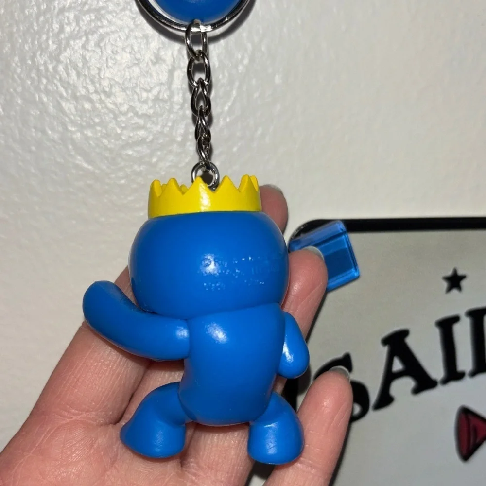 Rainbow friends keychain purse charm blue monster figurine accessory